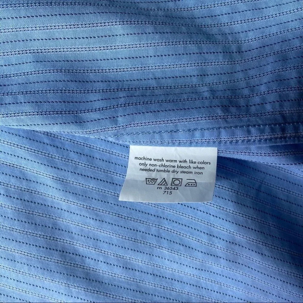 Michael Kors Blue Striped Button Down Dress Shirt - Picture 12 of 14